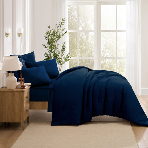 Kathy Ireland 7 Piece Waffle Textured Comforter Set