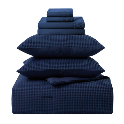 Kathy Ireland 7 Piece Waffle Textured Comforter Set