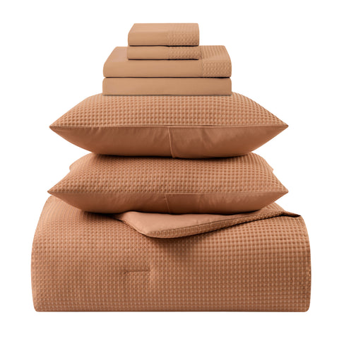 Kathy Ireland 7 Piece Waffle Textured Comforter Set