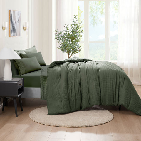 Kathy Ireland 7 Piece Waffle Textured Comforter Set