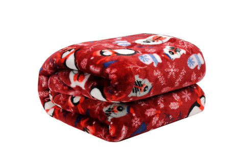 Kathy Ireland Holiday Print Plush Flannel Throw Blanket