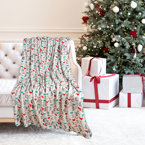 Kathy Ireland Holiday Print Plush Flannel Throw Blanket