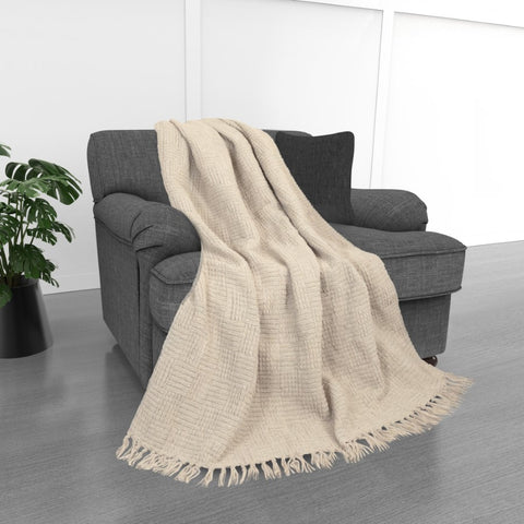 Kathy Ireland Oversized Chenille Fringed Basket Throw 50 X 70