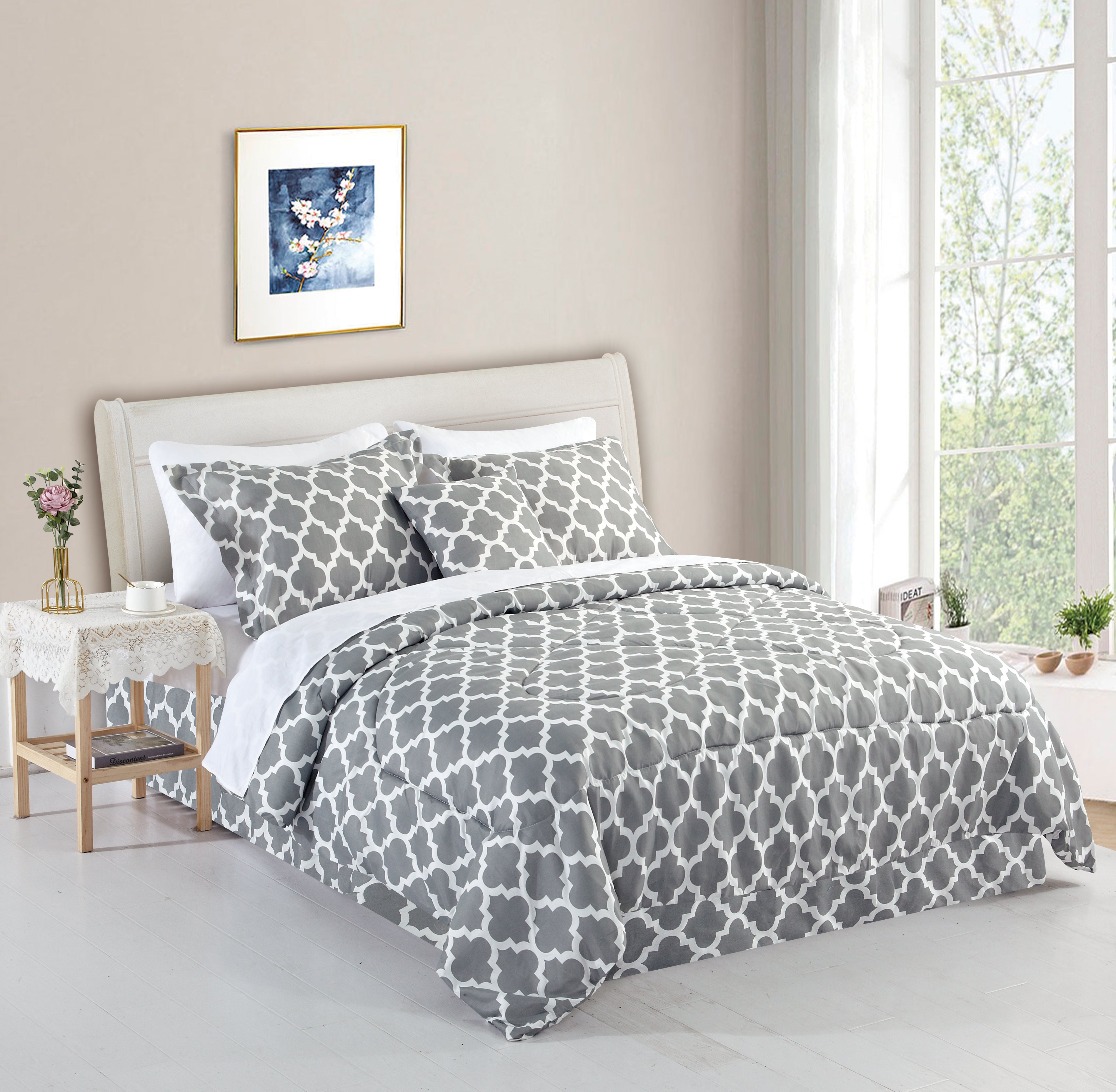 Bibb Home 5 Piece Comforter Set with Decorative Pillows