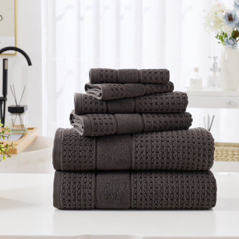 Kathy Ireland Waffle Textured Zero Twist Cotton Bath Towel Set