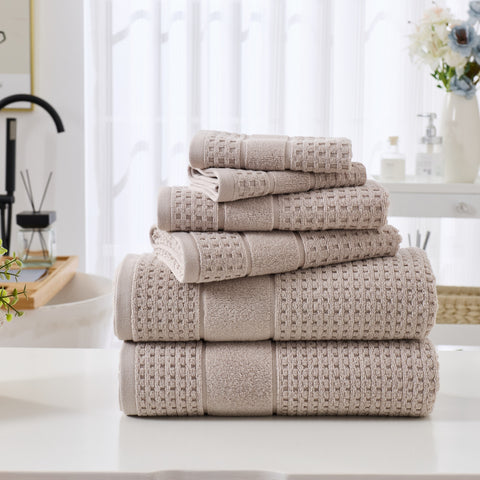 Kathy Ireland Waffle Textured Zero Twist Cotton Bath Towel Set