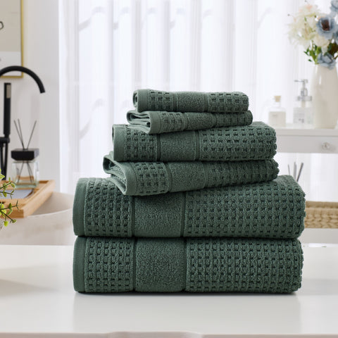 Kathy Ireland Waffle Textured Zero Twist Cotton Bath Towel Set