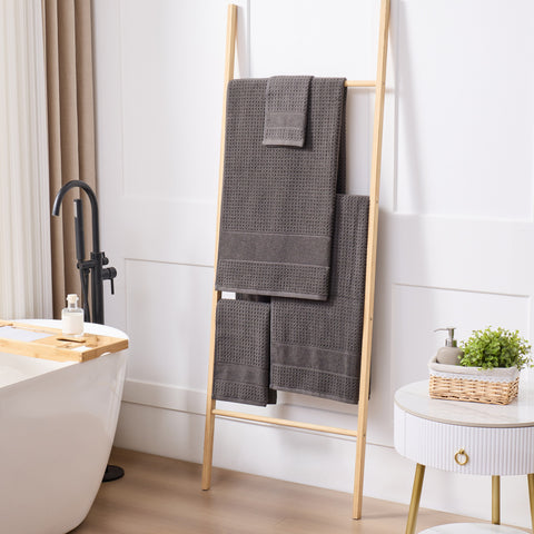 Kathy Ireland Waffle Textured Zero Twist Cotton Bath Towel Set