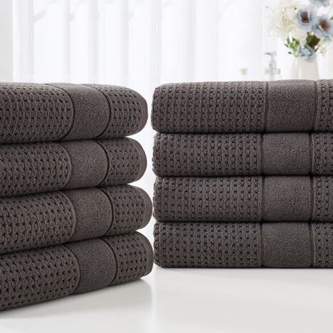 Kathy Ireland Waffle Textured Zero Twist Cotton Bath Towel Set