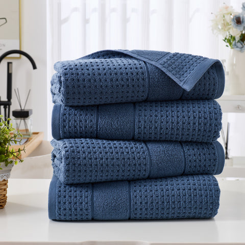 Kathy Ireland Waffle Textured Zero Twist Cotton Bath Towel Set
