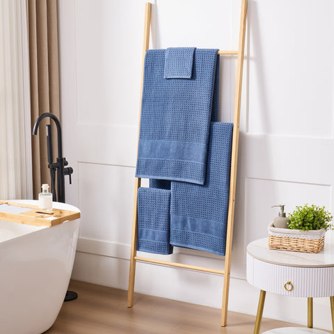 Kathy Ireland Waffle Textured Zero Twist Cotton Bath Towel Set