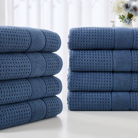 Kathy Ireland Waffle Textured Zero Twist Cotton Bath Towel Set