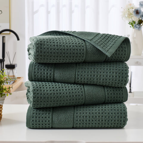 Kathy Ireland Waffle Textured Zero Twist Cotton Bath Towel Set