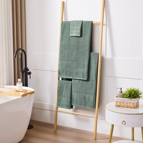 Kathy Ireland Waffle Textured Zero Twist Cotton Bath Towel Set