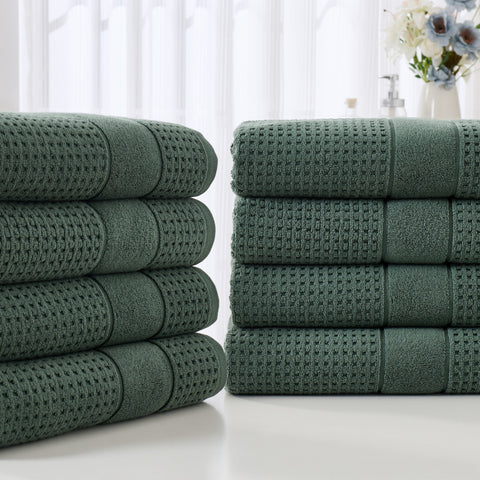 Kathy Ireland Waffle Textured Zero Twist Cotton Bath Towel Set