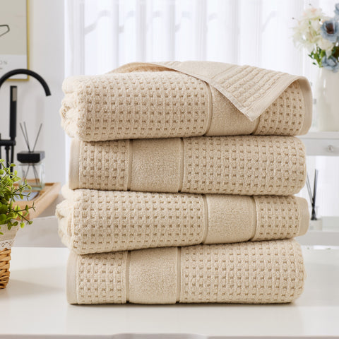 Kathy Ireland Waffle Textured Zero Twist Cotton Bath Towel Set