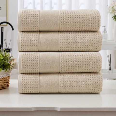 Kathy Ireland Waffle Textured Zero Twist Cotton Bath Towel Set