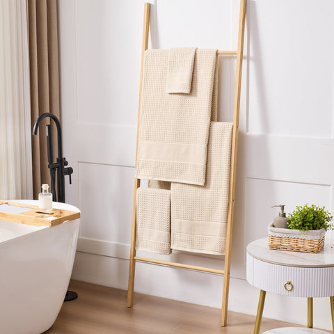 Kathy Ireland Waffle Textured Zero Twist Cotton Bath Towel Set