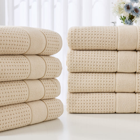Kathy Ireland Waffle Textured Zero Twist Cotton Bath Towel Set