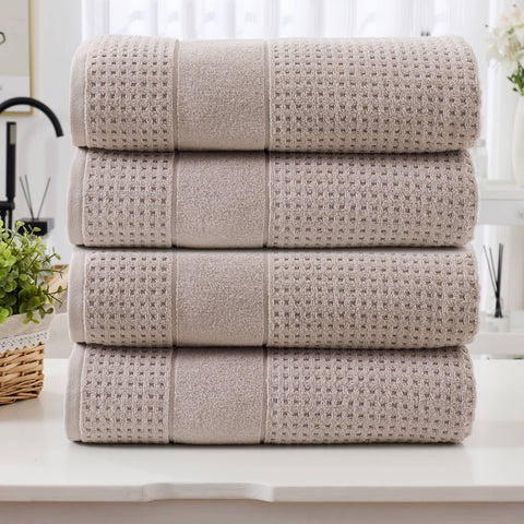 Kathy Ireland Waffle Textured Zero Twist Cotton Bath Towel Set