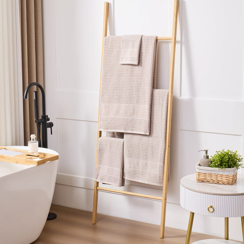 Kathy Ireland Waffle Textured Zero Twist Cotton Bath Towel Set