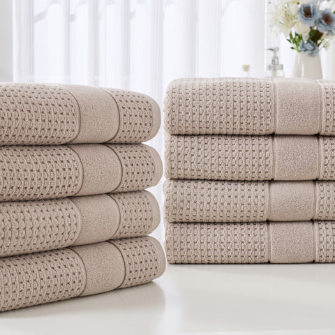 Kathy Ireland Waffle Textured Zero Twist Cotton Bath Towel Set