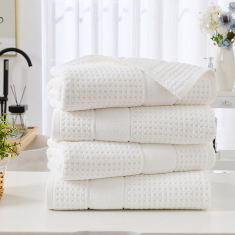 Kathy Ireland Waffle Textured Zero Twist Cotton Bath Towel Set