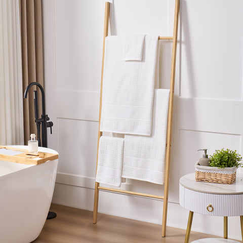 Kathy Ireland Waffle Textured Zero Twist Cotton Bath Towel Set