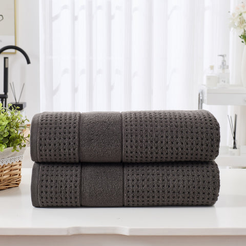 Kathy Ireland Waffle Textured Zero Twist Cotton Bath Towel Set