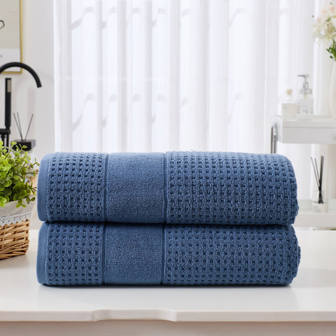 Kathy Ireland Waffle Textured Zero Twist Cotton Bath Towel Set