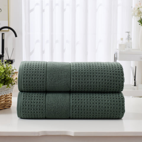 Kathy Ireland Waffle Textured Zero Twist Cotton Bath Towel Set
