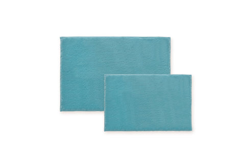 Bibb Home 5674 2 Piece Faux Fur Bath Mat Set Aqua