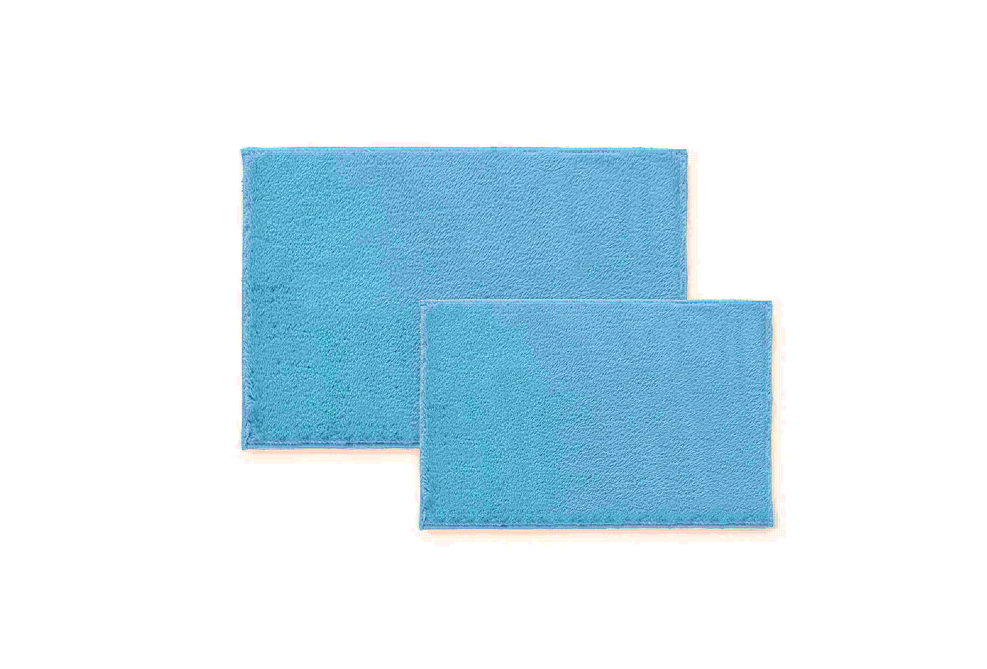Aqua Colour of 2 Piece Faux Fur Plush Bathmat Set