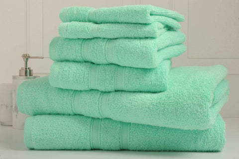 Aqua Colour of 6-Piece Zero Twist Egyptian Cotton Towel Set