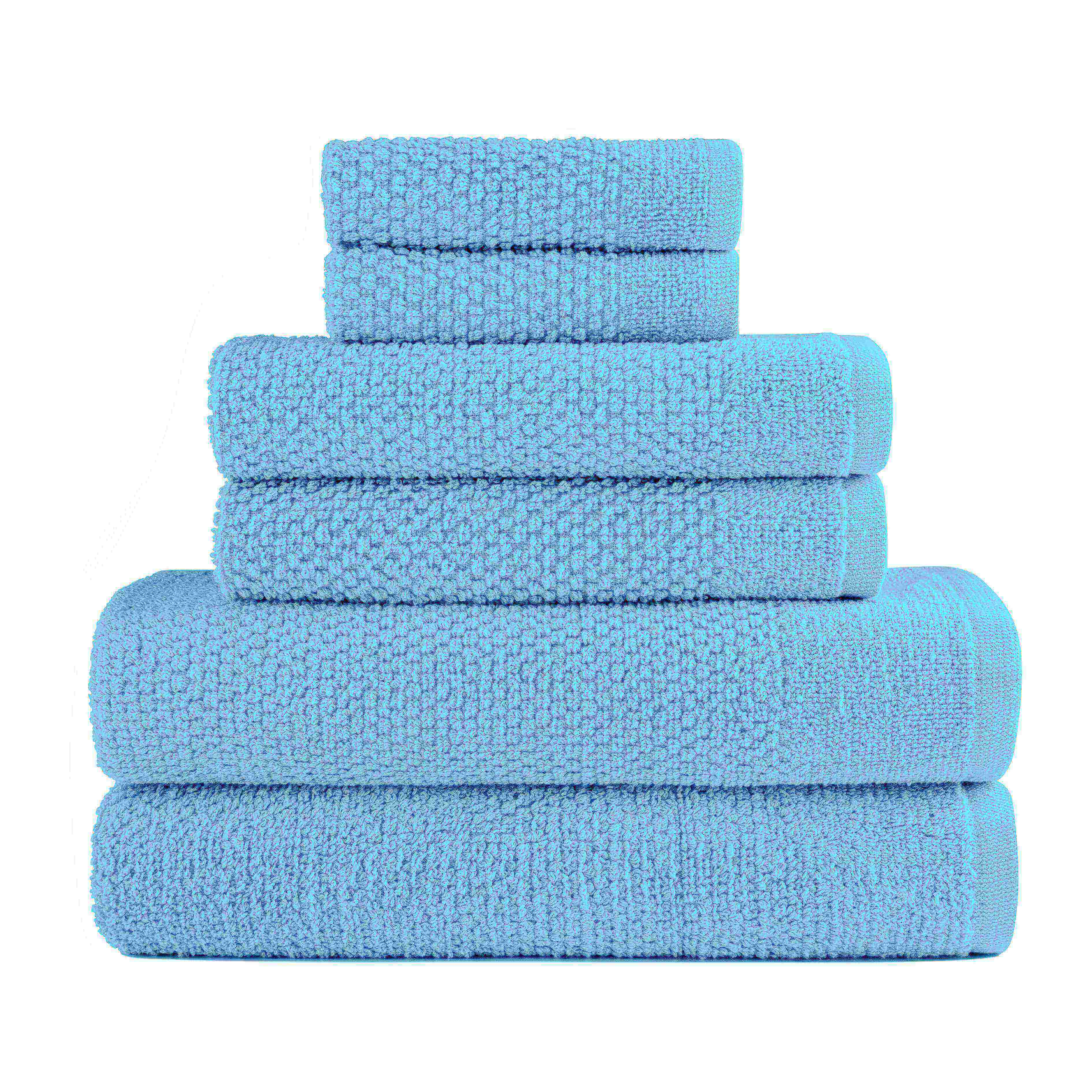 Aqua Colour of Dan River 6 Piece Popcorn Cotton Bath Towel Set