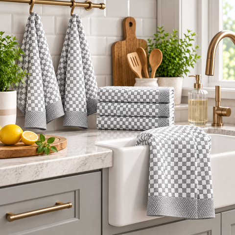 Ellen Tracy 6-12 Pack Cotton Kitchen Towels 18" x 28"