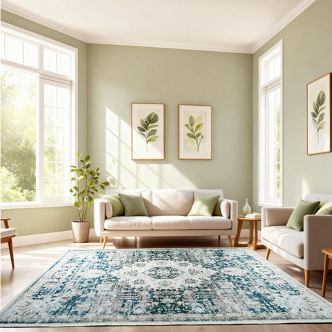 Kathy Ireland Soft Brushed Flannel Washable Rug with Latex Back