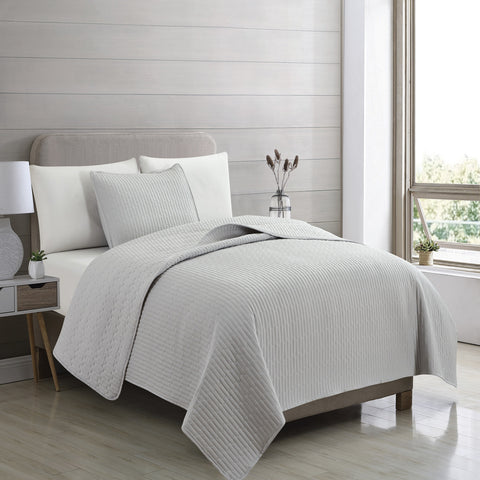 3-Piece Seersucker Textured Quilt & Sham Set