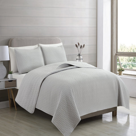 3-Piece Seersucker Textured Quilt & Sham Set