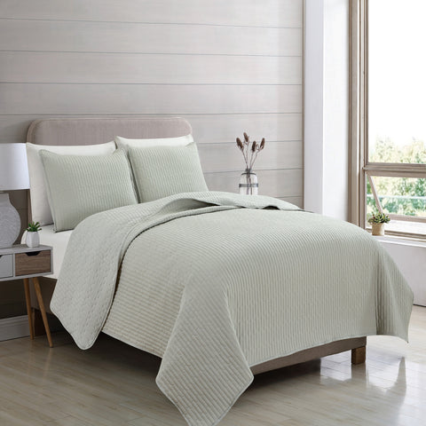 3-Piece Seersucker Textured Quilt & Sham Set