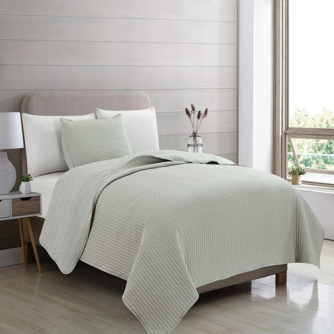 3-Piece Seersucker Textured Quilt & Sham Set