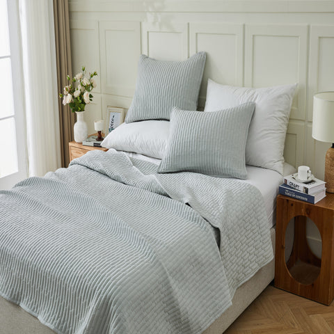 3-Piece Seersucker Textured Quilt & Sham Set