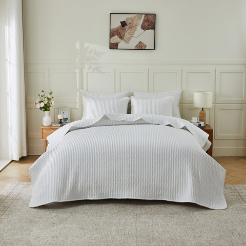 3-Piece Seersucker Textured Quilt & Sham Set