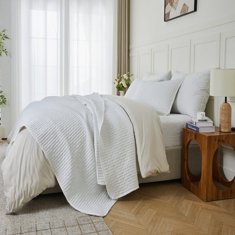 3-Piece Seersucker Textured Quilt & Sham Set