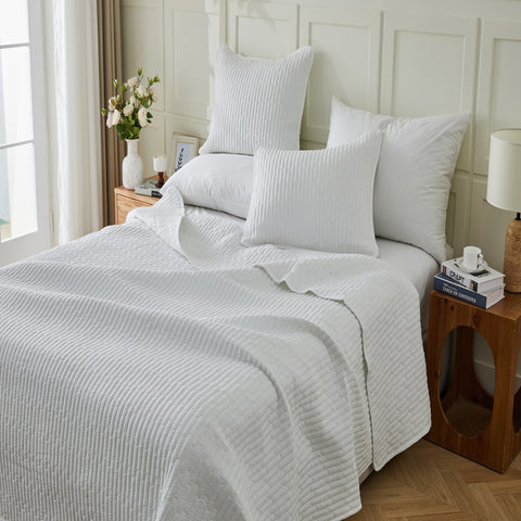 3-Piece Seersucker Textured Quilt & Sham Set