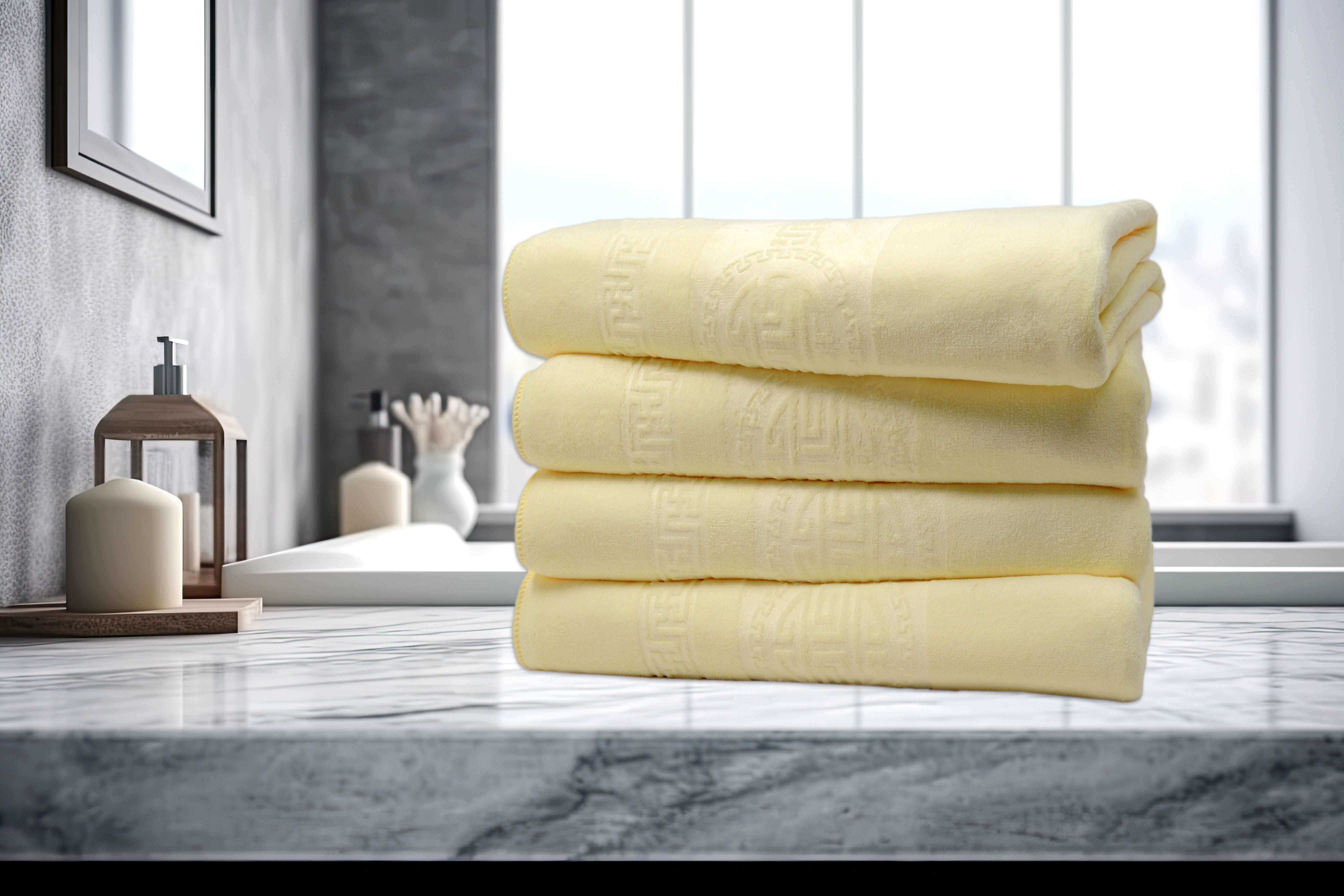 Canary Colour Dan River 4 Piece Embossed Microfiber Bath Towel Set