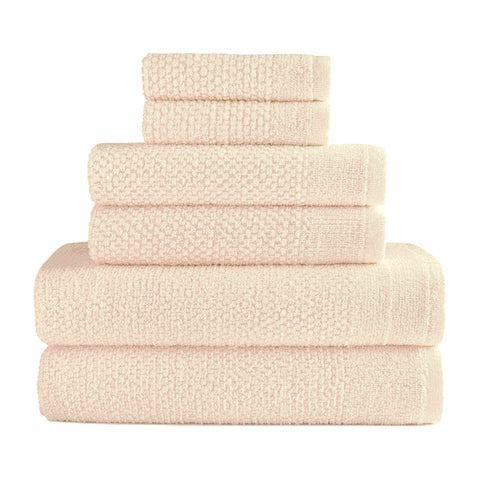 Cream Colour of Dan River 6 Piece Popcorn Cotton Bath Towel Set