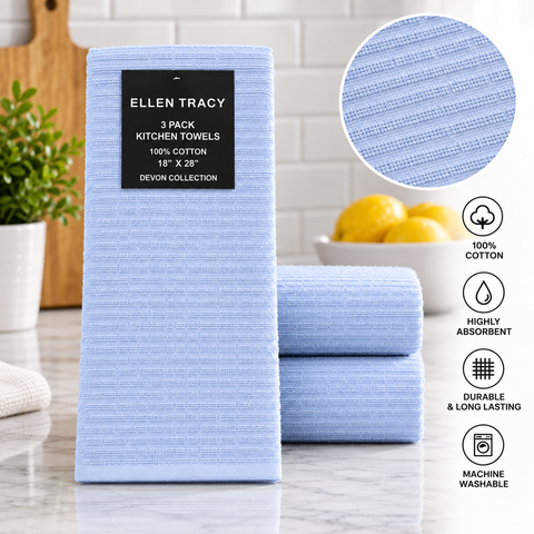 Ellen Tracy 6-12 Pack Cotton Kitchen Towels 18" x 28"