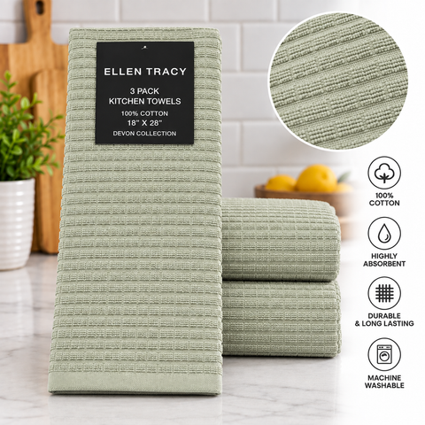 Ellen Tracy 6-12 Pack Cotton Kitchen Towels 18" x 28"