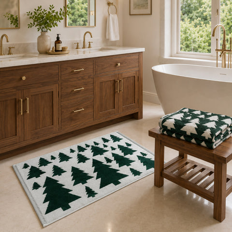 2-Pack Christmas Reversible cotton Bath Mats